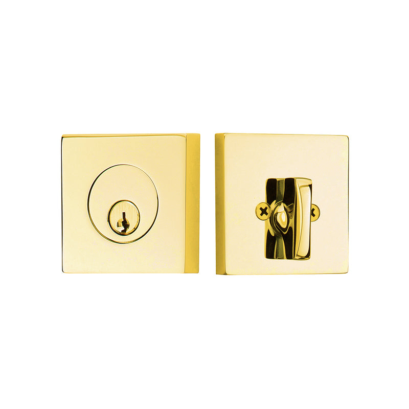 Square Single Cylinder Deadbolt - Door Mount - 2" Brass/Unlacquered Brass