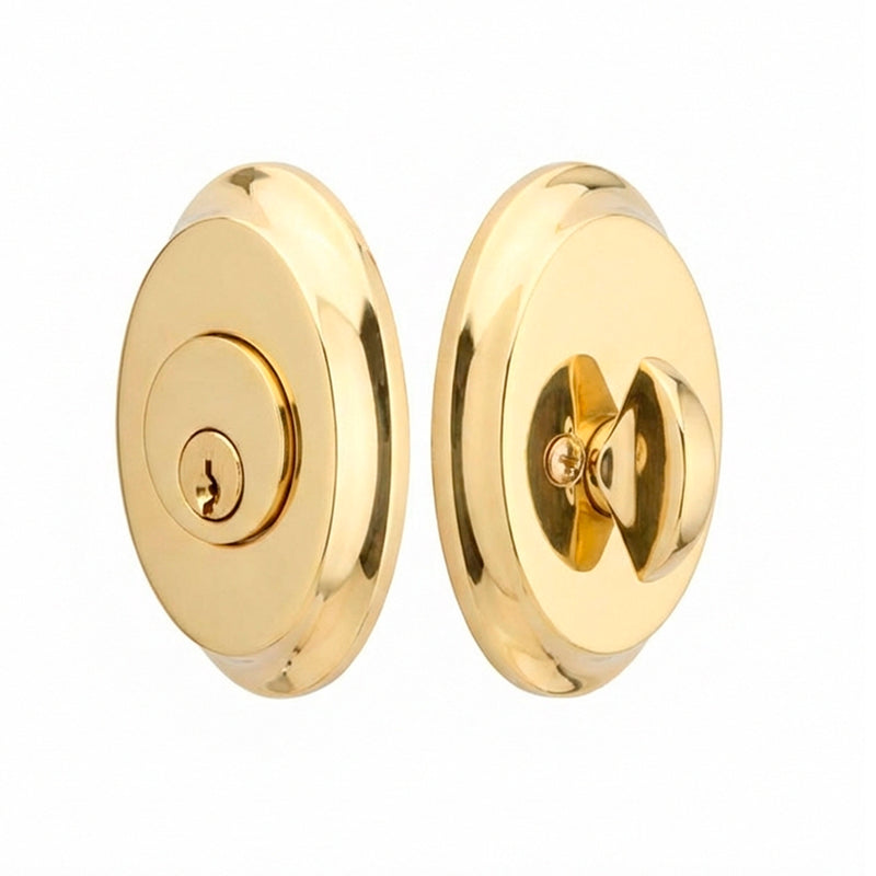 Saratoga Oval Single Cylinder Deadbolt - Door Mount - 3" Brass/Polished Brass