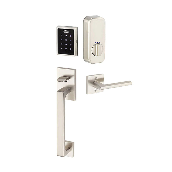 Baden Helios Lever Right Smart Touchscreen Keypad Door Entrance Set - Door Mount - 17" Brass/Satin Nickel