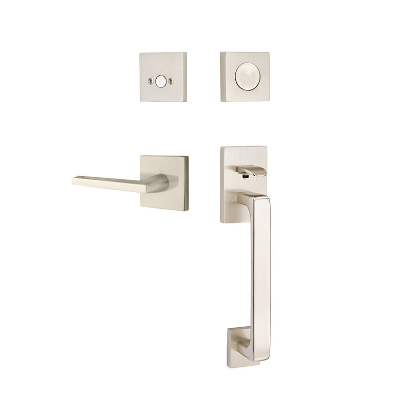 Baden Tubular Dummy Helios Lever Left Door Entrance Set - Door Mount - 17" Brass/Satin Nickel