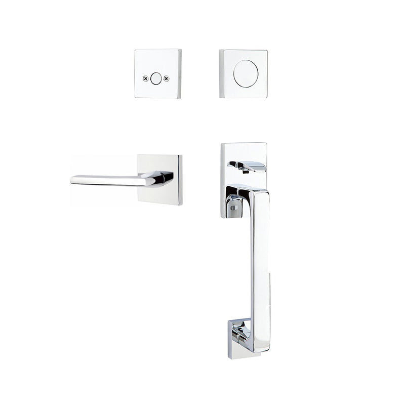 Baden Tubular Dummy Helios Lever Left Door Entrance Set - Door Mount - 17" Brass/Polished Chrome