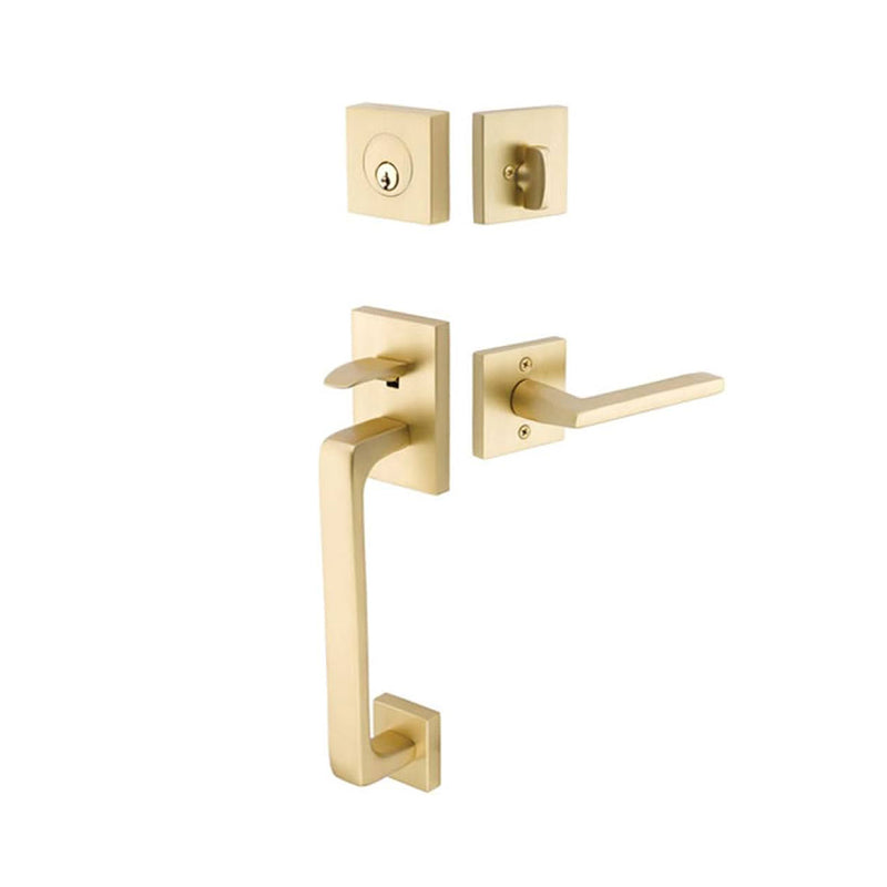 Baden Tubular Single Cylinder Helios Lever Right Door Entrance Set - Door Mount - 17" Brass/Satin Brass