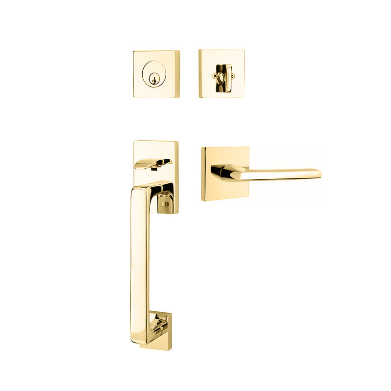 Baden Tubular Single Cylinder Helios Lever Right Door Entrance Set - Door Mount - 17" Brass/Unlacquered Brass