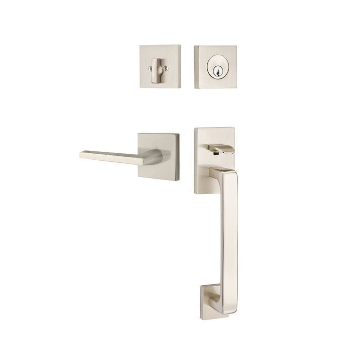 Baden Tubular Single Cylinder Helios Lever Left Door Entrance Set - Door Mount - 17" Brass/Satin Nickel