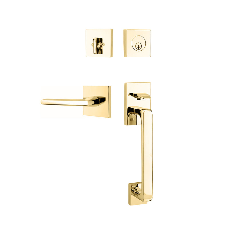 Baden Tubular Single Cylinder Helios Lever Left Door Entrance Set - Door Mount - 17" Brass/Unlacquered Brass