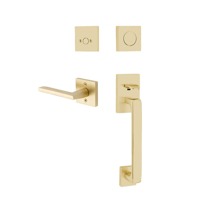 Baden Tubular Dummy Helios Lever Left Door Entrance Set - Door Mount - 17" Brass/Satin Brass