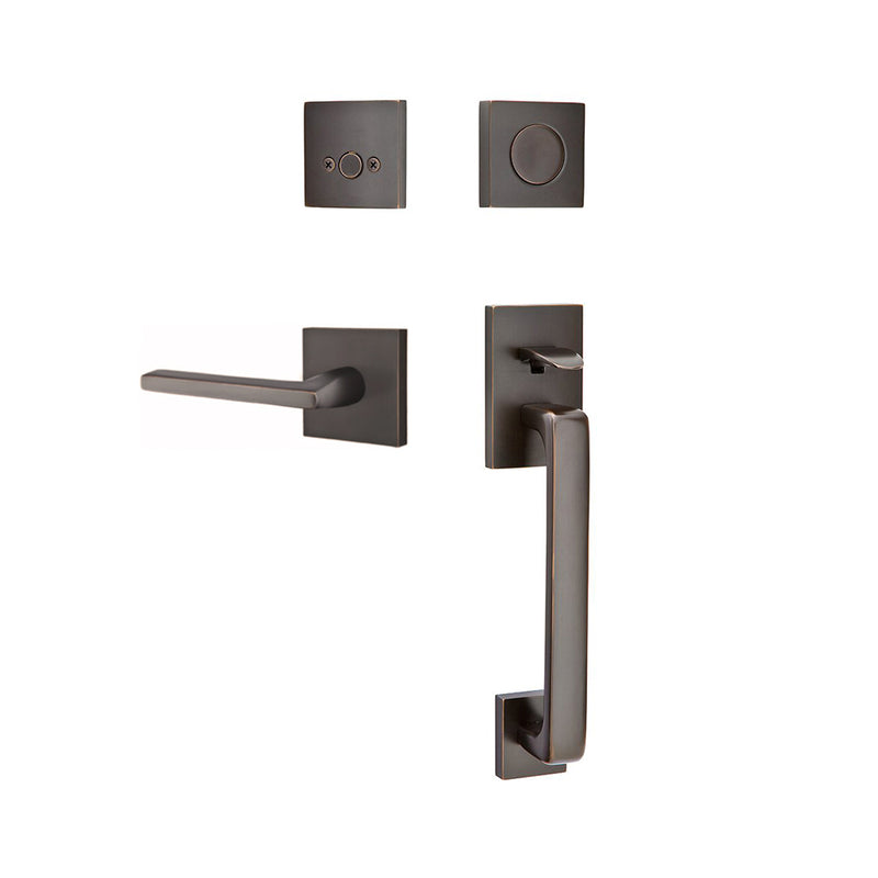 Baden Tubular Dummy Helios Lever Left Door Entrance Set - Door Mount - 17" Brass/Oil Rubbed Bronze