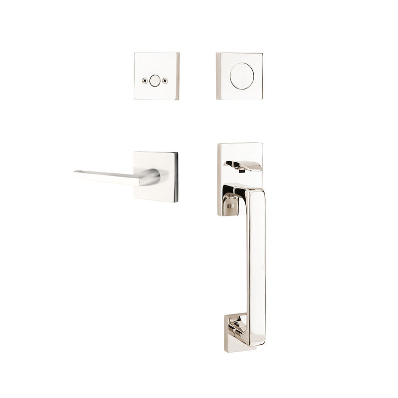Baden Tubular Dummy Helios Lever Left Door Entrance Set - Door Mount - 17" Brass/Polished Nickel