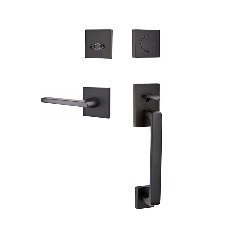 Baden Tubular Dummy Helios Lever Left Door Entrance Set - Door Mount - 17" Brass/Flat Black