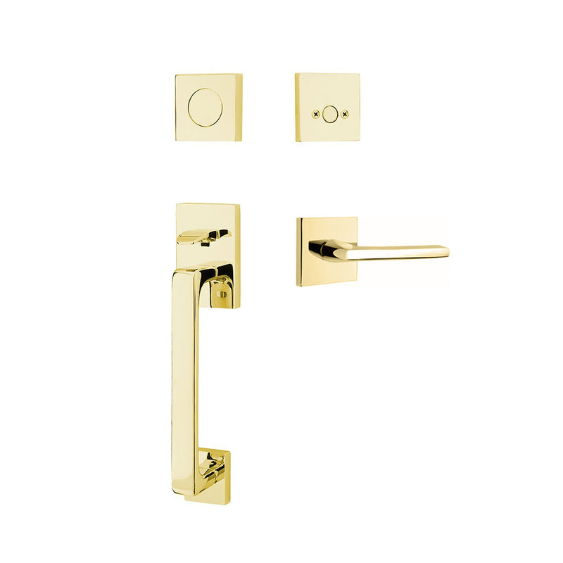 Baden Tubular Dummy Helios Lever Right Door Entrance Set - Door Mount - 17" Brass/Unlacquered Brass