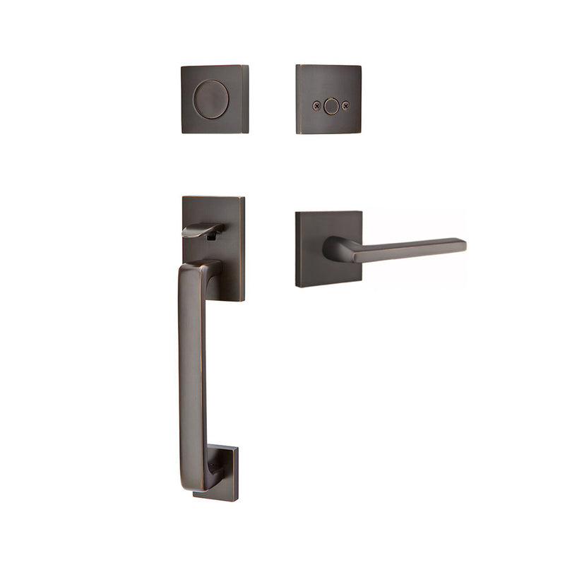 Baden Tubular Dummy Helios Lever Right Door Entrance Set - Door Mount - 17" Brass/Oil Rubbed Bronze