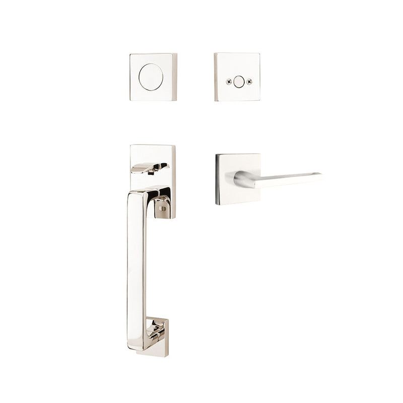 Baden Tubular Dummy Helios Lever Right Door Entrance Set - Door Mount - 17" Brass/Polished Nickel