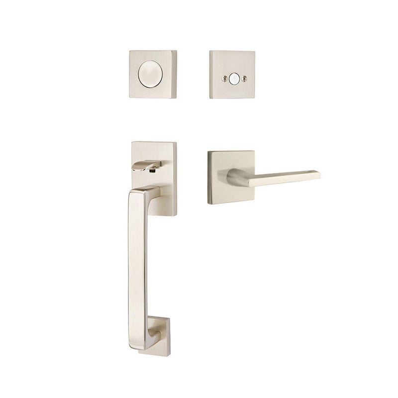 Baden Tubular Dummy Helios Lever Right Door Entrance Set - Door Mount - 17" Brass/Satin Nickel