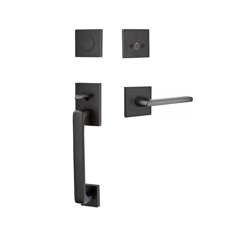 Baden Tubular Dummy Helios Lever Right Door Entrance Set - Door Mount - 17" Brass/Flat Black