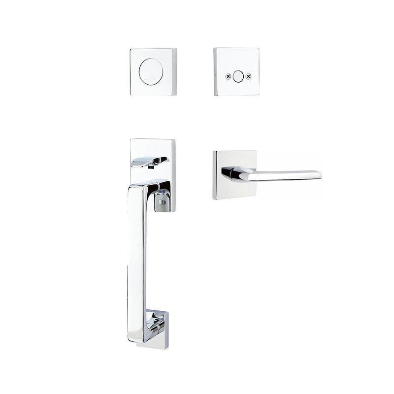 Baden Tubular Dummy Helios Lever Right Door Entrance Set - Door Mount - 17" Brass/Polished Chrome