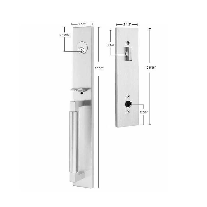 Hercules Knurled Full Length Mortise Conical Knurled Right Single Cylinder Door Entrance Set - Door Mount - 18" Brass/Satin Brass