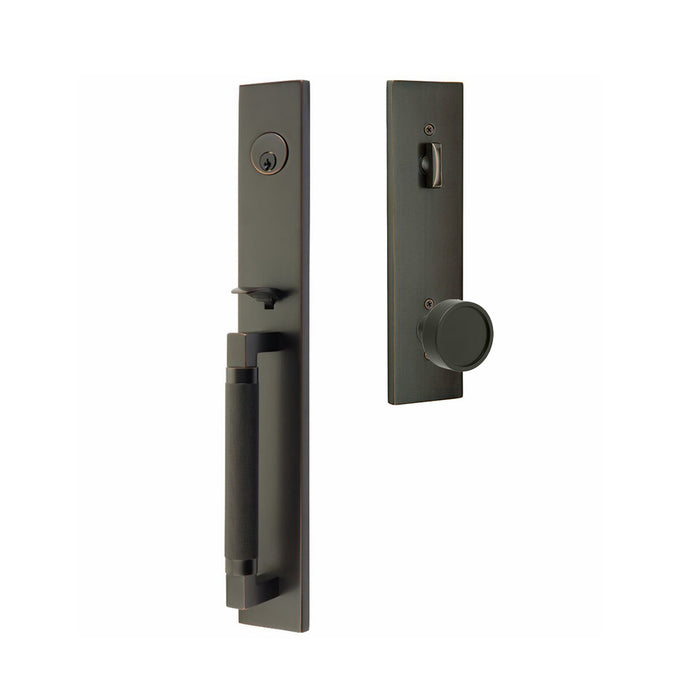 Hercules Knurled Full Length Mortise Conical Knurled Right Single Cylinder Door Entrance Set - Door Mount - 18" Brass/Oil Rubbed Bronze