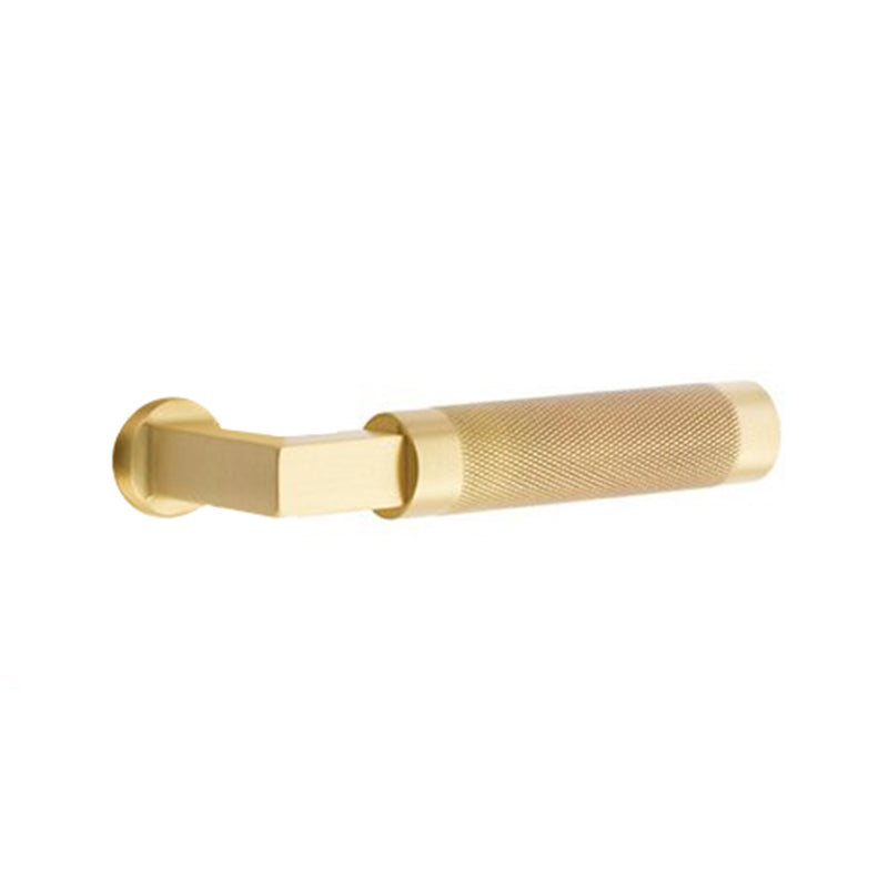 Hercules Knurled Full Length Mortise L-Square Knurled Right Single Cylinder Door Entrance Set - Door Mount - 18" Brass/Satin Brass