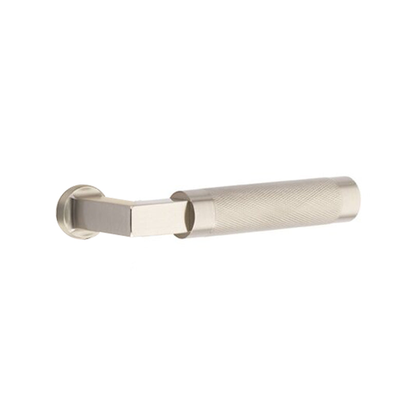 Hercules Knurled Full Length Mortise L-Square Knurled Right Single Cylinder Door Entrance Set - Door Mount - 18" Brass/Satin Nickel