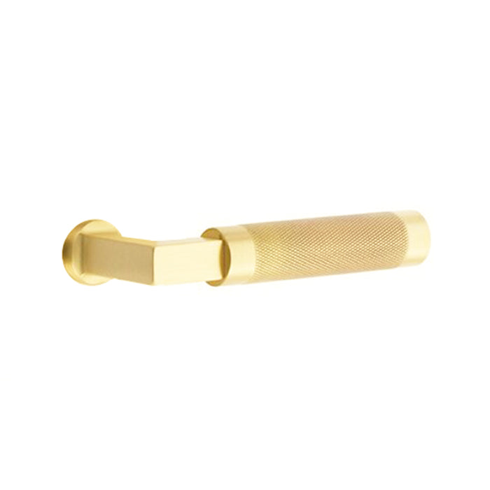 Hercules Knurled Full Length Mortise L-Square Knurled Right Single Cylinder Door Entrance Set - Door Mount - 18" Brass/Unlacquered Brass