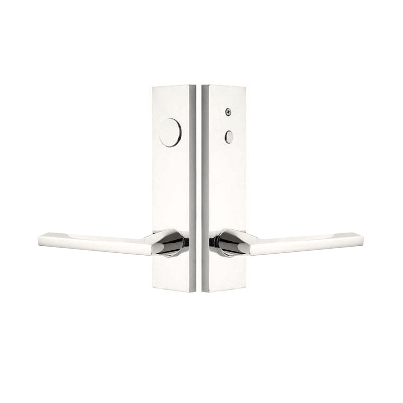Modern Rectangular Helios Lever Dummy Two-Point Door Entrance Set - Door Mount - 11" Brass/Polished Nickel