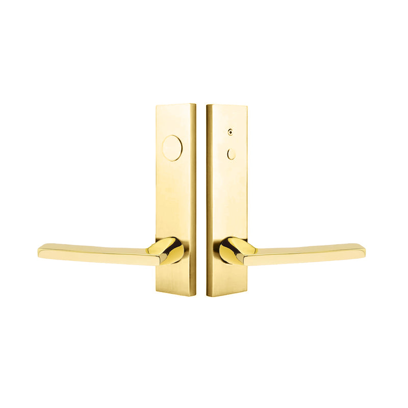 Modern Rectangular Helios Lever Dummy Two-Point Door Entrance Set - Door Mount - 11" Brass/Unlacquered Brass
