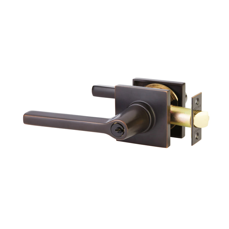 Helios Lever Square Single Cylinder Left Door Keyed Leverset - Door Mount - 7" Brass/Oil Rubbed Bronze