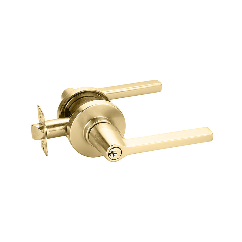 Modern Disk Helios Lever Right Single Cylinder Door Keyed Leverset - Door Mount - 5" Brass/Satin Brass