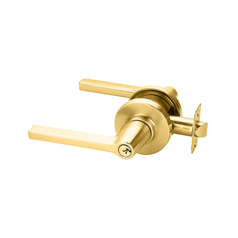 Modern Disk Helios Lever Left Single Cylinder Door Keyed Leverset - Door Mount - 5" Brass/Unlacquered Brass
