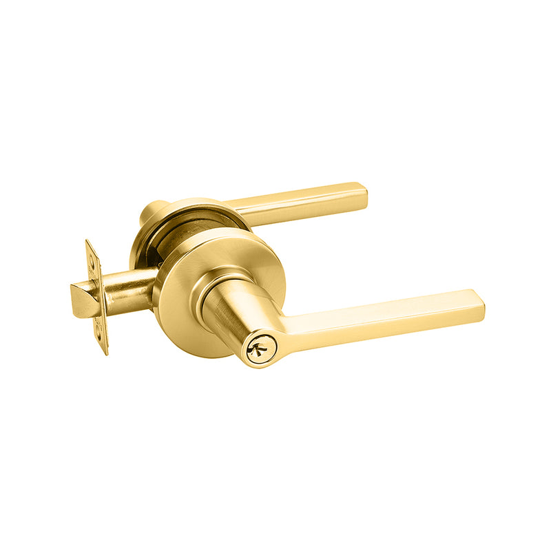 Modern Disk Helios Lever Right Single Cylinder Door Keyed Leverset - Door Mount - 5" Brass/Unlacquered Brass