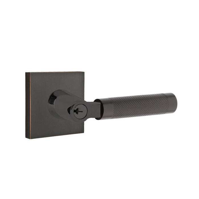 Select L-Square Knurled Lever Single Cylinder Right Door Keyed Leverset - Door Mount - 6" Brass/Oil Rubbed Bronze