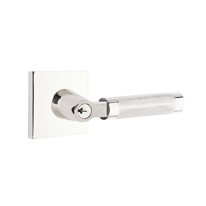 Select L-Square Knurled Lever Single Cylinder Right Door Keyed Leverset - Door Mount - 6" Brass/Polished Chrome