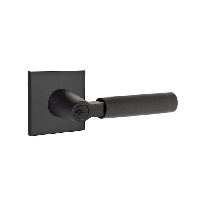 Select L-Square Knurled Lever Single Cylinder Right Door Keyed Leverset - Door Mount - 6" Brass/Flat Black