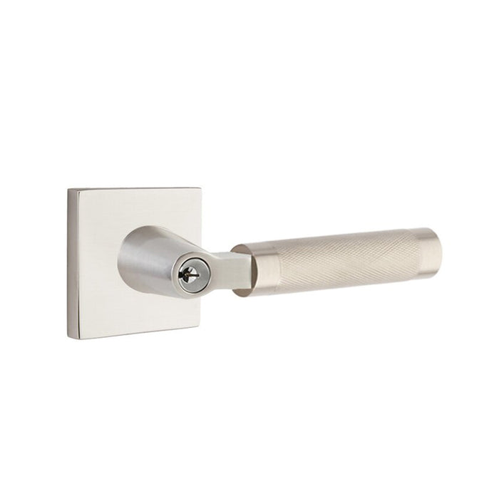 Select L-Square Knurled Lever Single Cylinder Right Door Keyed Leverset - Door Mount - 6" Brass/Satin Nickel