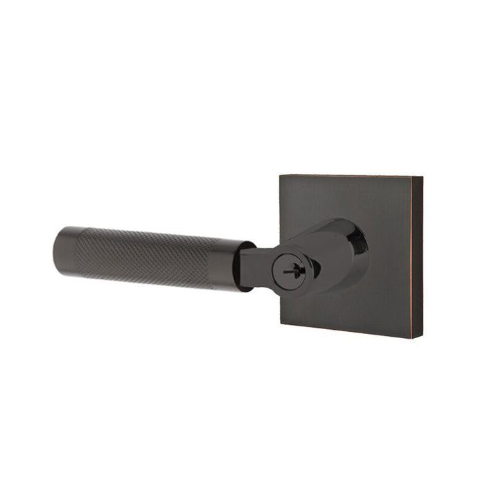 Select L-Square Knurled Lever Single Cylinder Left Door Keyed Leverset - Door Mount - 6" Brass/Oil Rubbed Bronze