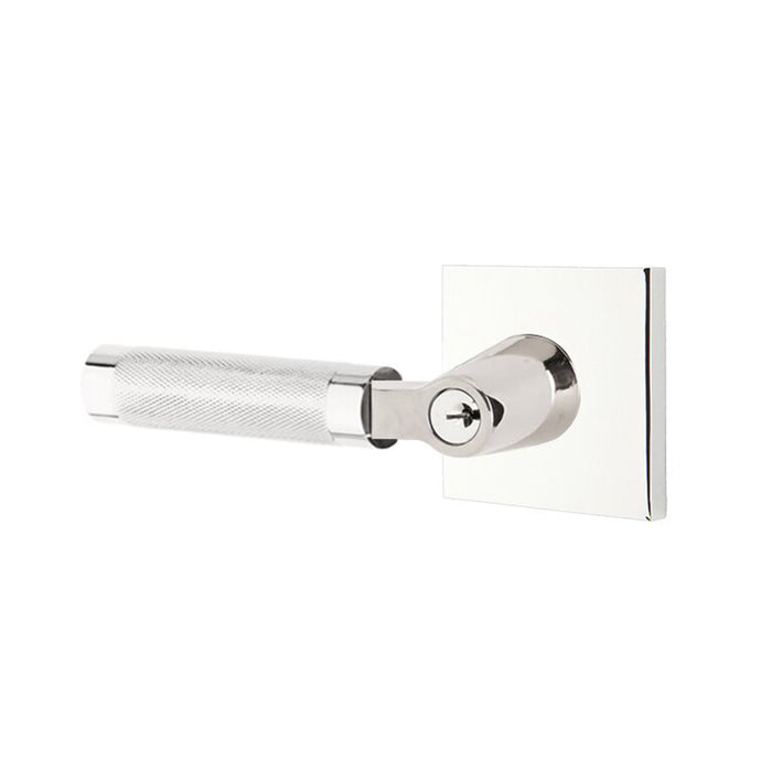 Select L-Square Knurled Lever Single Cylinder Left Door Keyed Leverset - Door Mount - 6" Brass/Polished Chrome