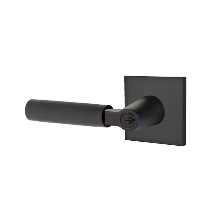 Select L-Square Knurled Lever Single Cylinder Left Door Keyed Leverset - Door Mount - 6" Brass/Flat Black