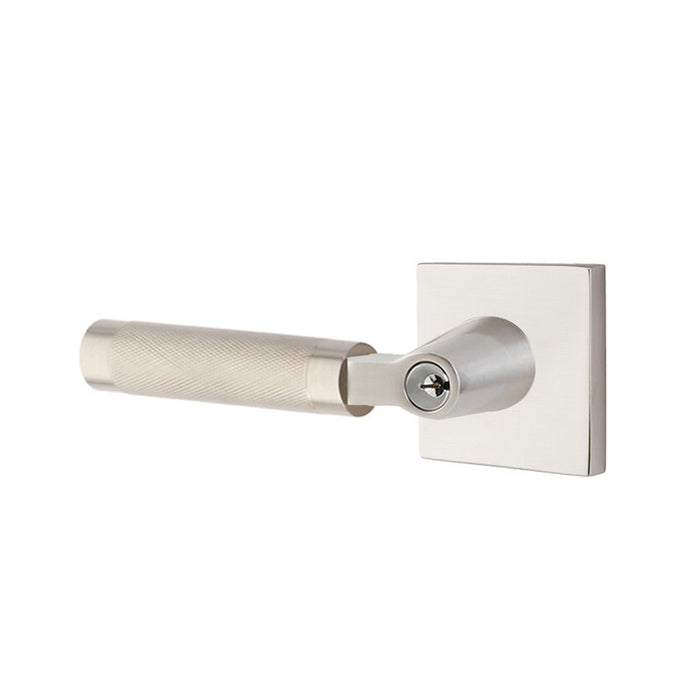 Select L-Square Knurled Lever Single Cylinder Left Door Keyed Leverset - Door Mount - 6" Brass/Satin Nickel