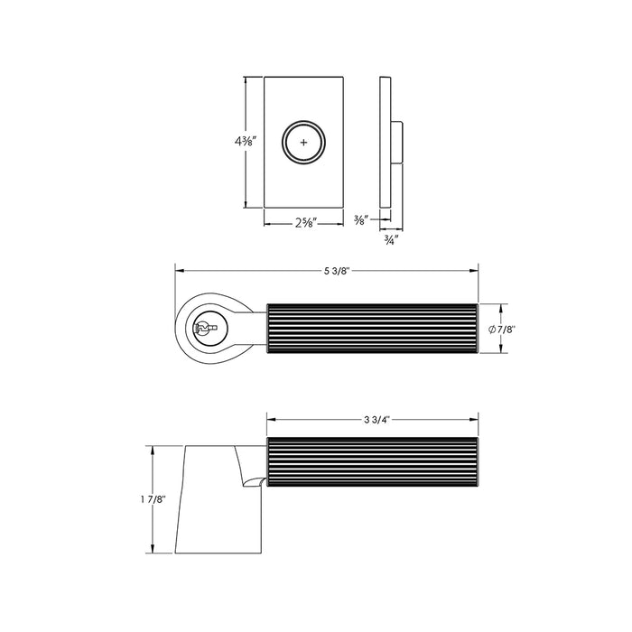 Select L-Square Modern Rectangular Rosette With Straight Knurled Lever Single Cylinder Left Door Keyed Leverset - Door Mount - 6" Brass/Flat Black/Satin Brass