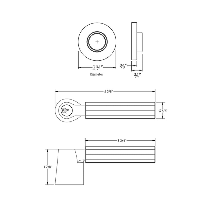 Select L-Square Disk Rosette With Faceted Lever Single Cylinder Right Door Keyed Leverset - Door Mount - 6" Brass/Polished Nickel