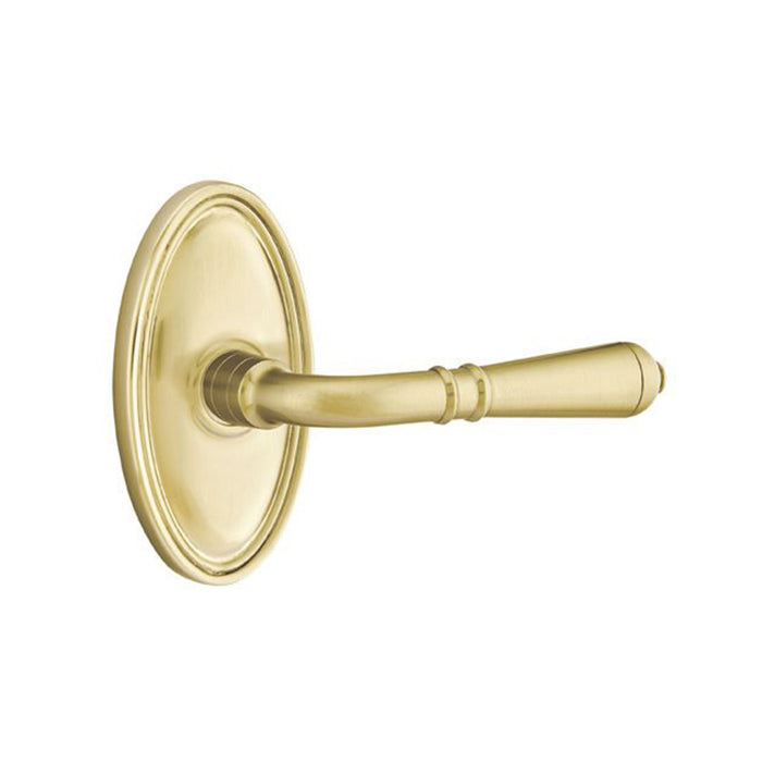 Classic Oval Merrimack Lever Dummy Door Leverset - Door Mount - 5" Brass/Satin Brass