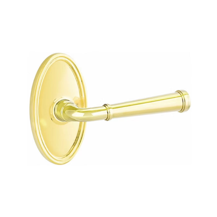 Classic Oval Merrimack Lever Dummy Door Leverset - Door Mount - 5" Brass/Unlacquered Brass