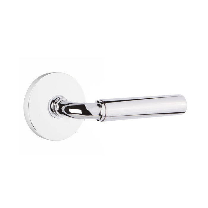 Disk Rosette Round Manning Lever Right Privacy Door Leverset - Door Mount - 5" Brass/Polished Chrome