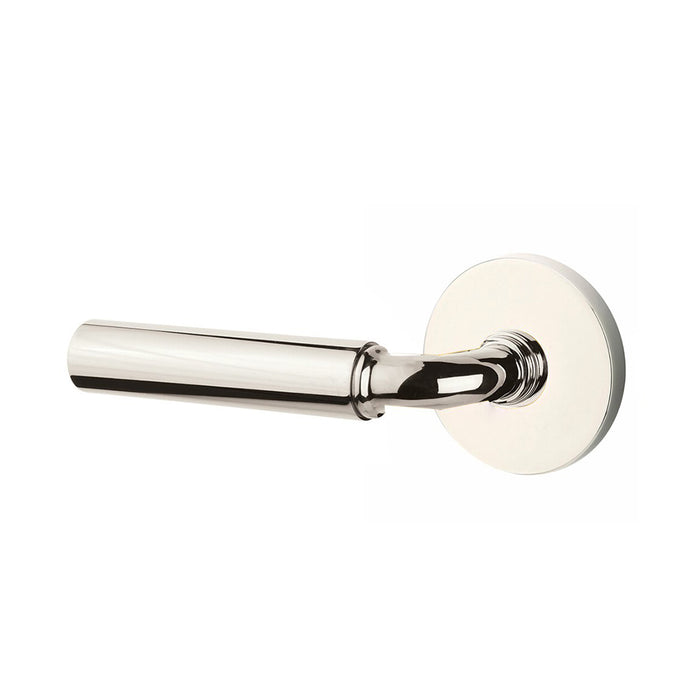 Disk Rosette Round Manning Lever Left Privacy Door Leverset - Door Mount - 5" Brass/Polished Nickel