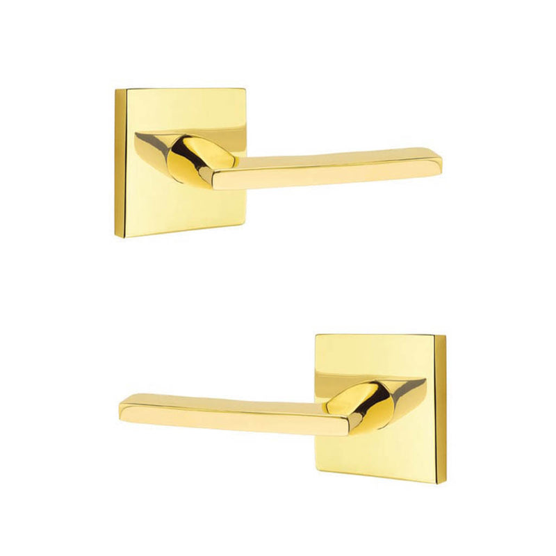 Helios Lever Square Concealed Privacy Door Leverset - Door Mount - 6" Brass/Unlacquered Brass