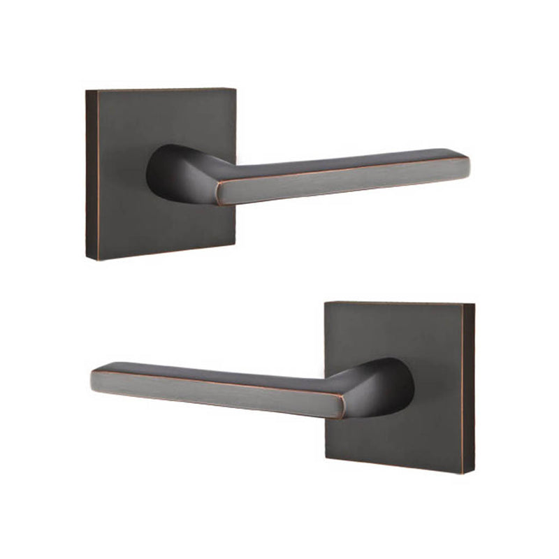Helios Lever Square Concealed Passage Door Leverset - Door Mount - 6" Brass/Oil Rubbed Bronze