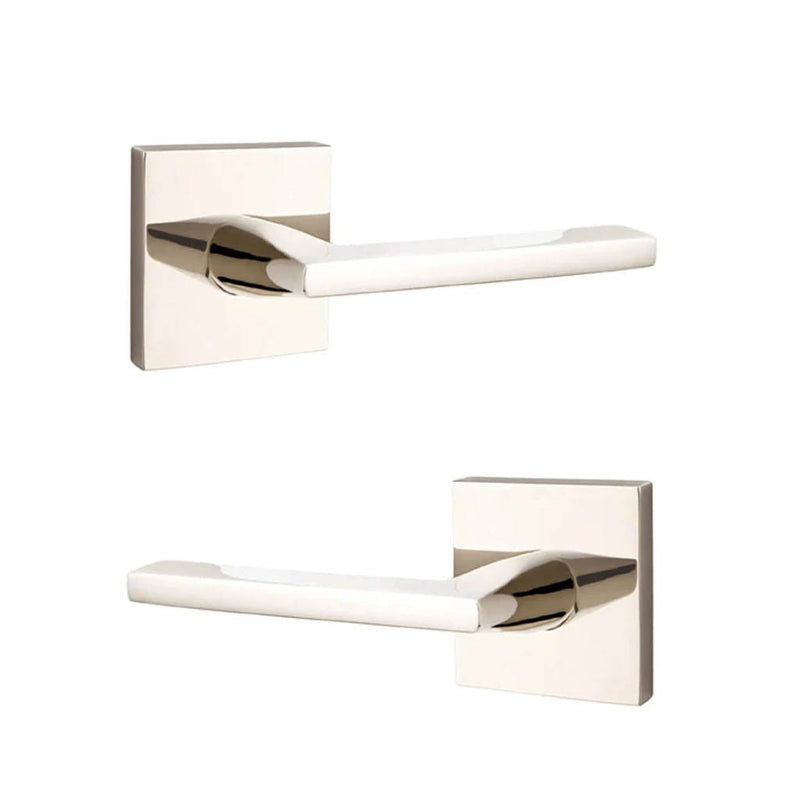 Helios Lever Square Concealed Passage Door Leverset - Door Mount - 6" Brass/Polished Nickel