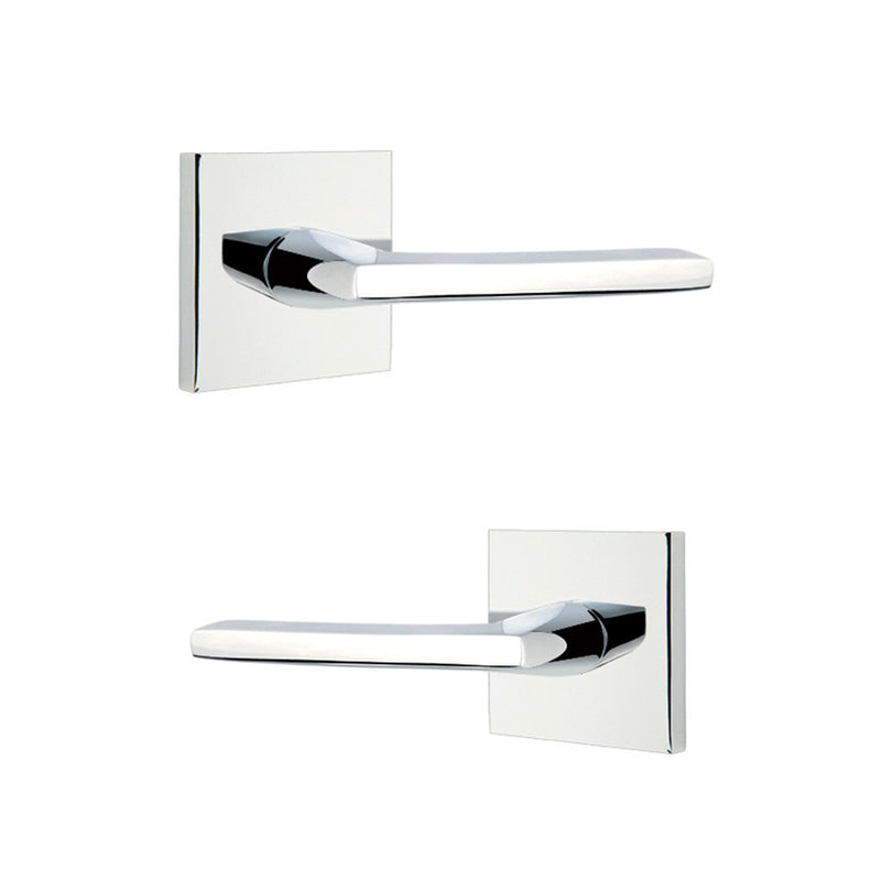 Helios Lever Square Concealed Privacy Door Leverset - Door Mount - 6" Brass/Polished Chrome