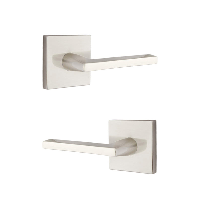 Helios Lever Square Concealed Privacy Door Leverset - Door Mount - 6" Brass/Satin Nickel