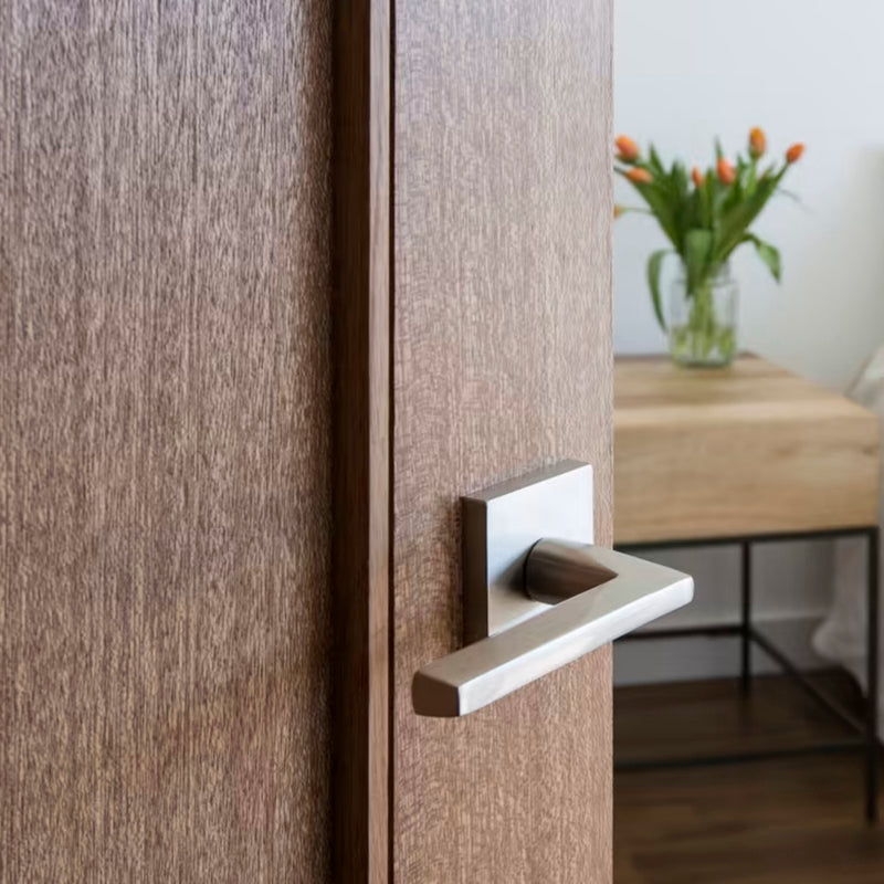 Helios Lever Square Concealed Passage Door Leverset - Door Mount - 6" Brass/Satin Nickel